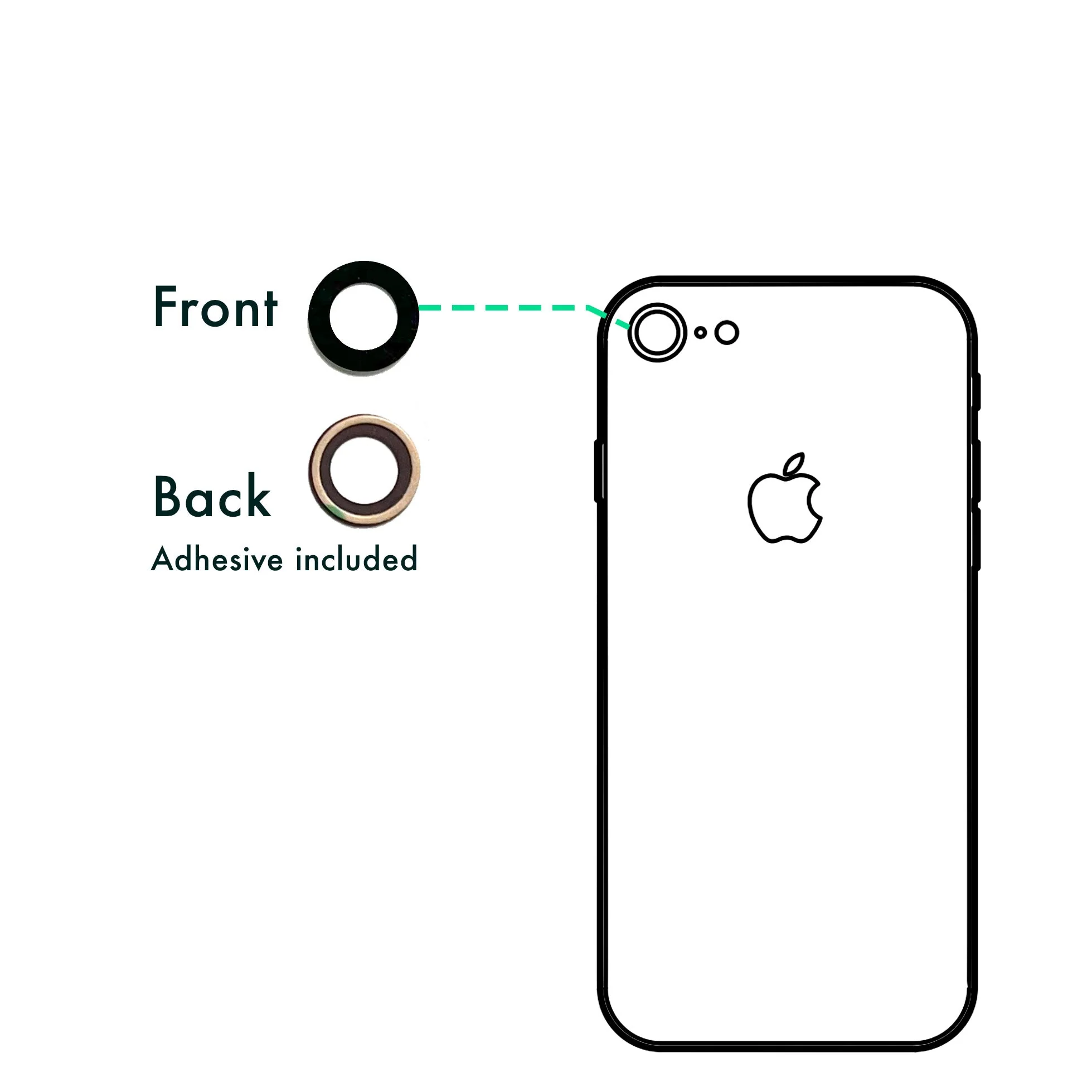For iPhone 8 Replacement Rear Camera Lens Glass