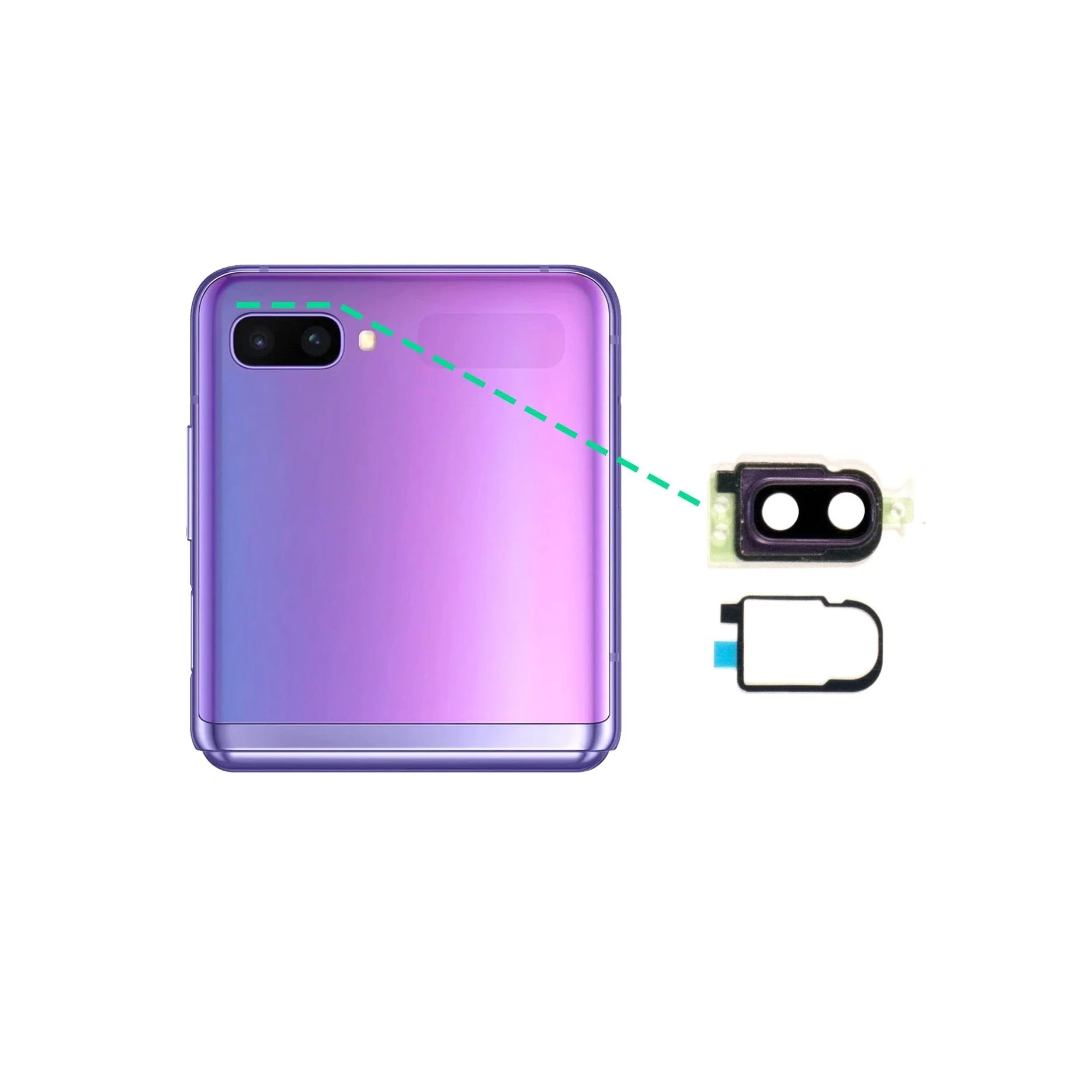 Samsung Galaxy Z Flip Replacement Camera Glass Bracket with Bezel